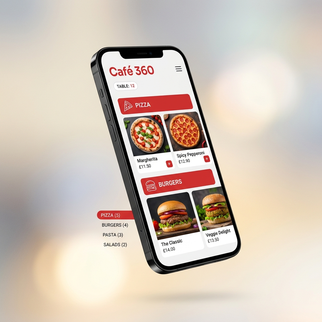 Digital QR Menu Interface Mockup